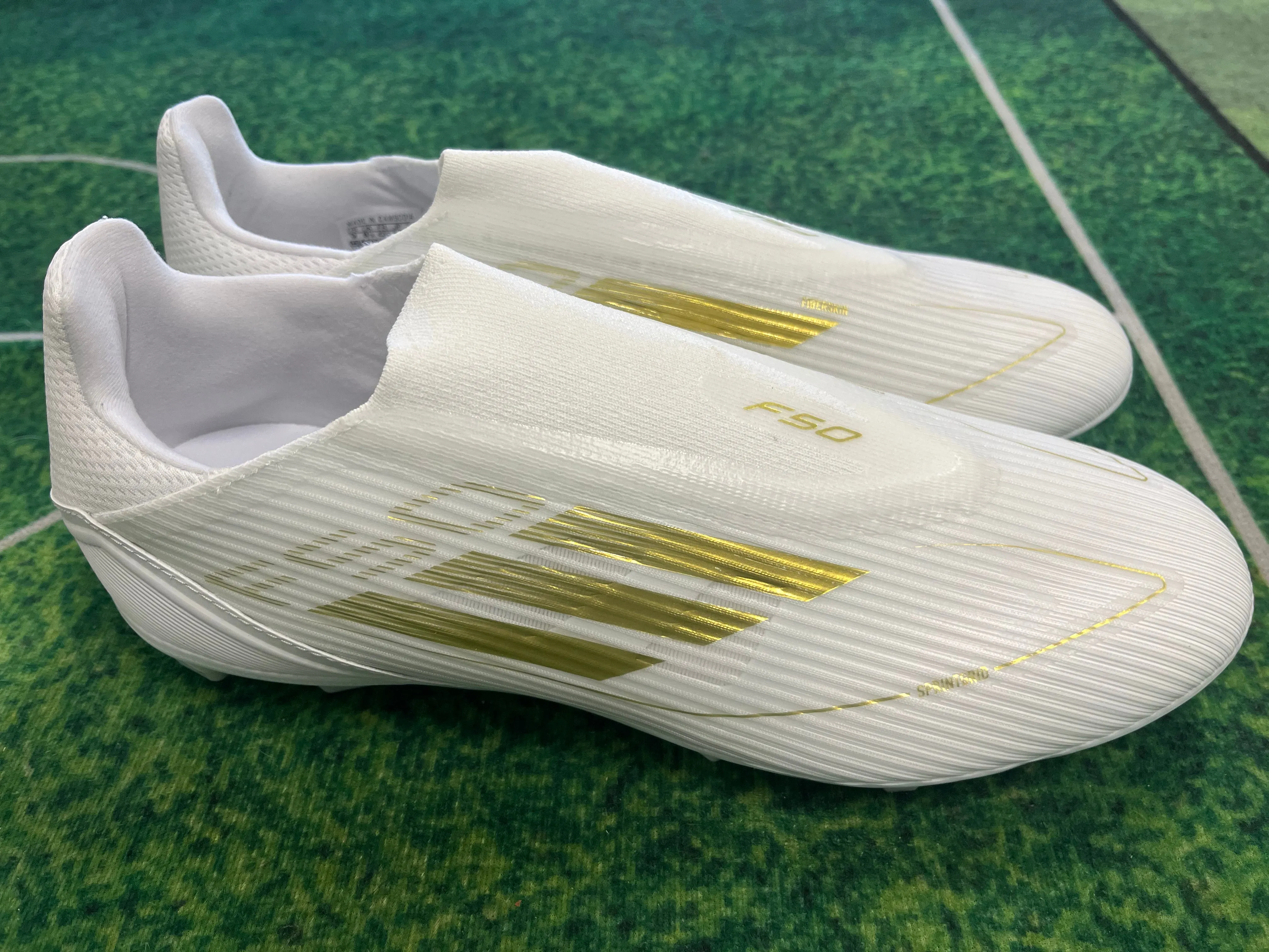 ADIDAS F50 FG LEAGUE LACELESS SOCCER CLEATS - WHITE GOLD