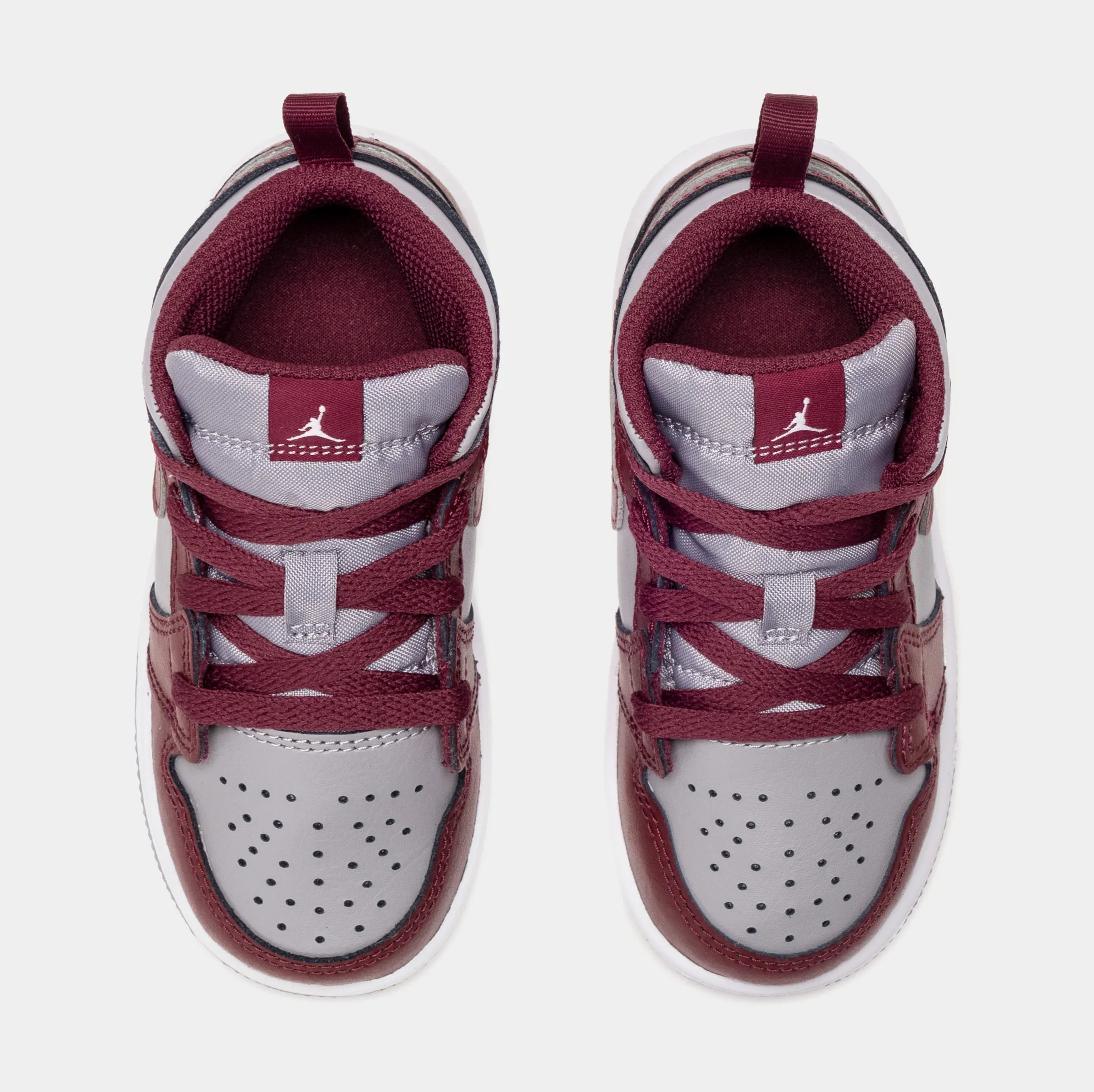 Air Jordan 1 Mid Cherrywood Red Infant Toddler Lifestyle Shoes (Red/Grey)