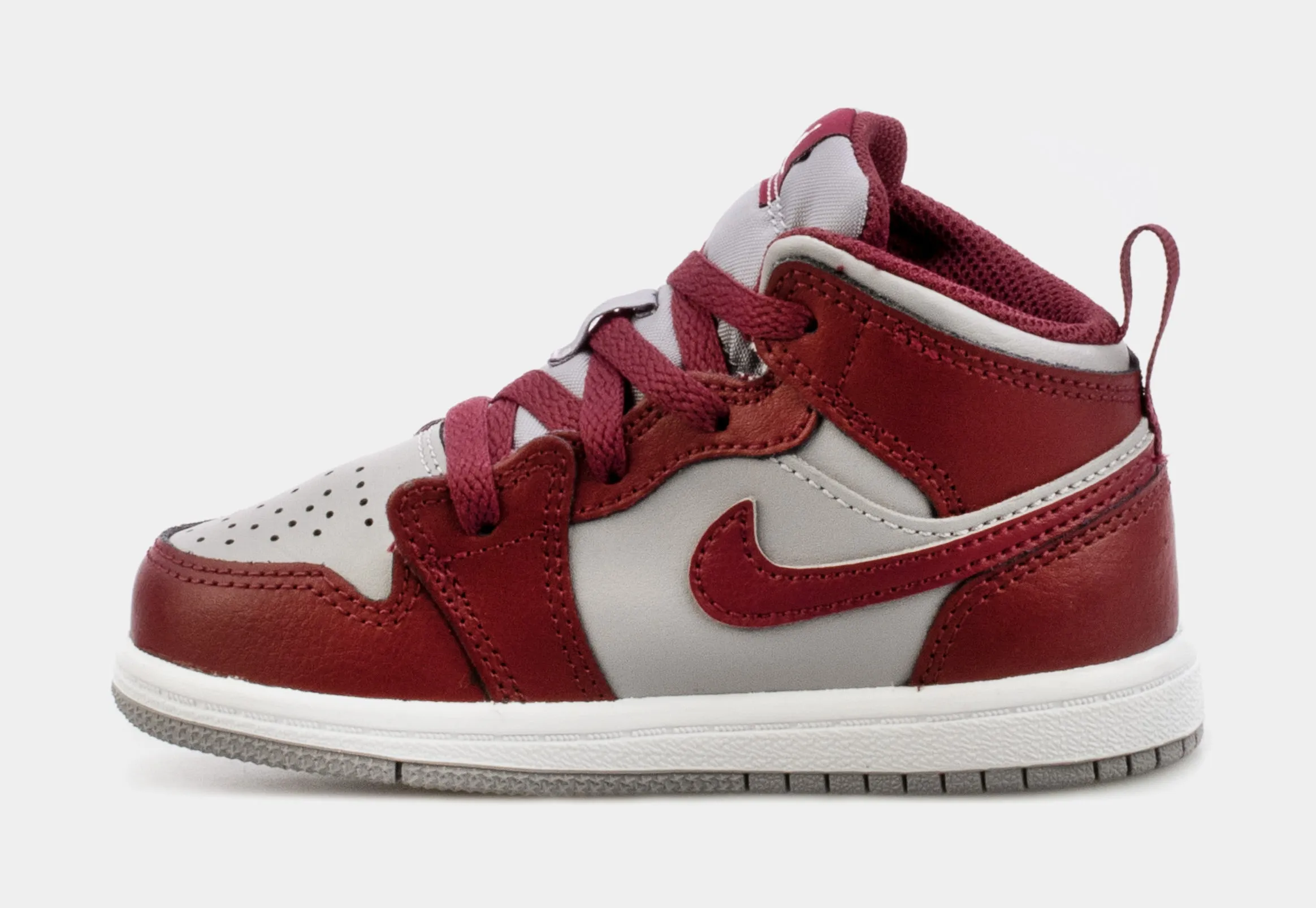 Air Jordan 1 Mid Cherrywood Red Infant Toddler Lifestyle Shoes (Red/Grey)