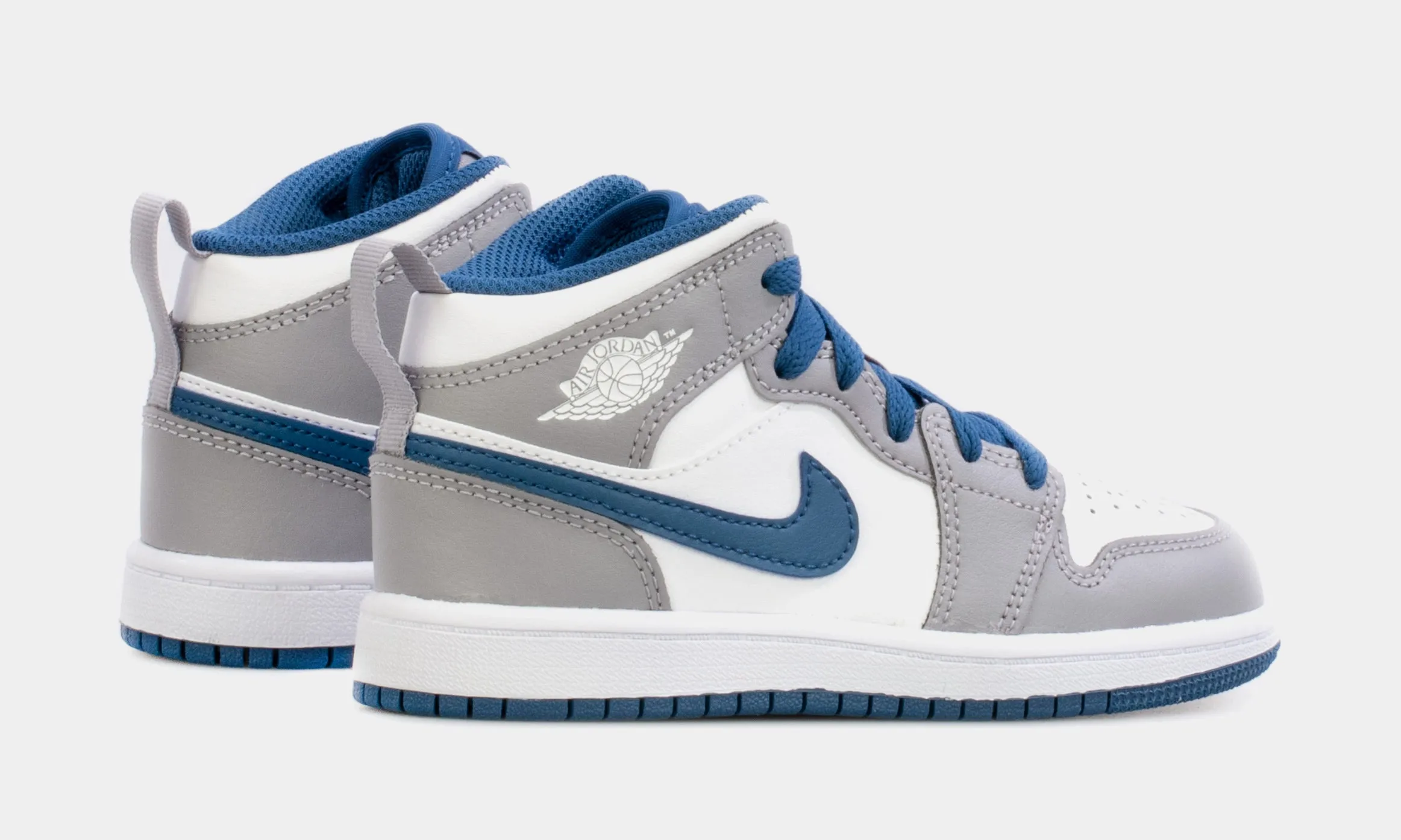 Air Jordan 1 Mid Preschool Lifestyle Shoes (Blue/Grey)