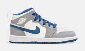 Air Jordan 1 Mid Preschool Lifestyle Shoes (Blue/Grey)