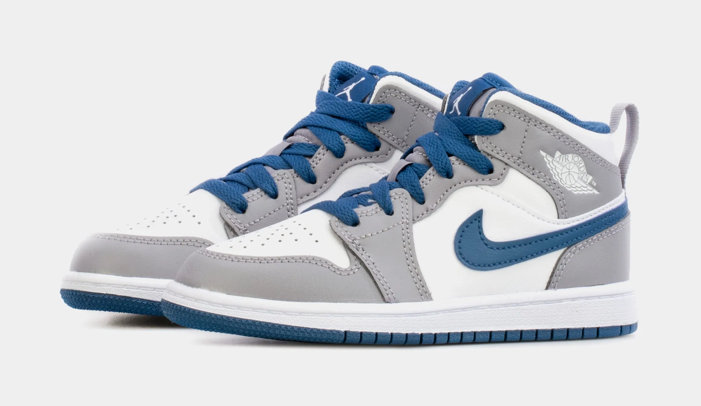 Air Jordan 1 Mid Preschool Lifestyle Shoes (Blue/Grey)