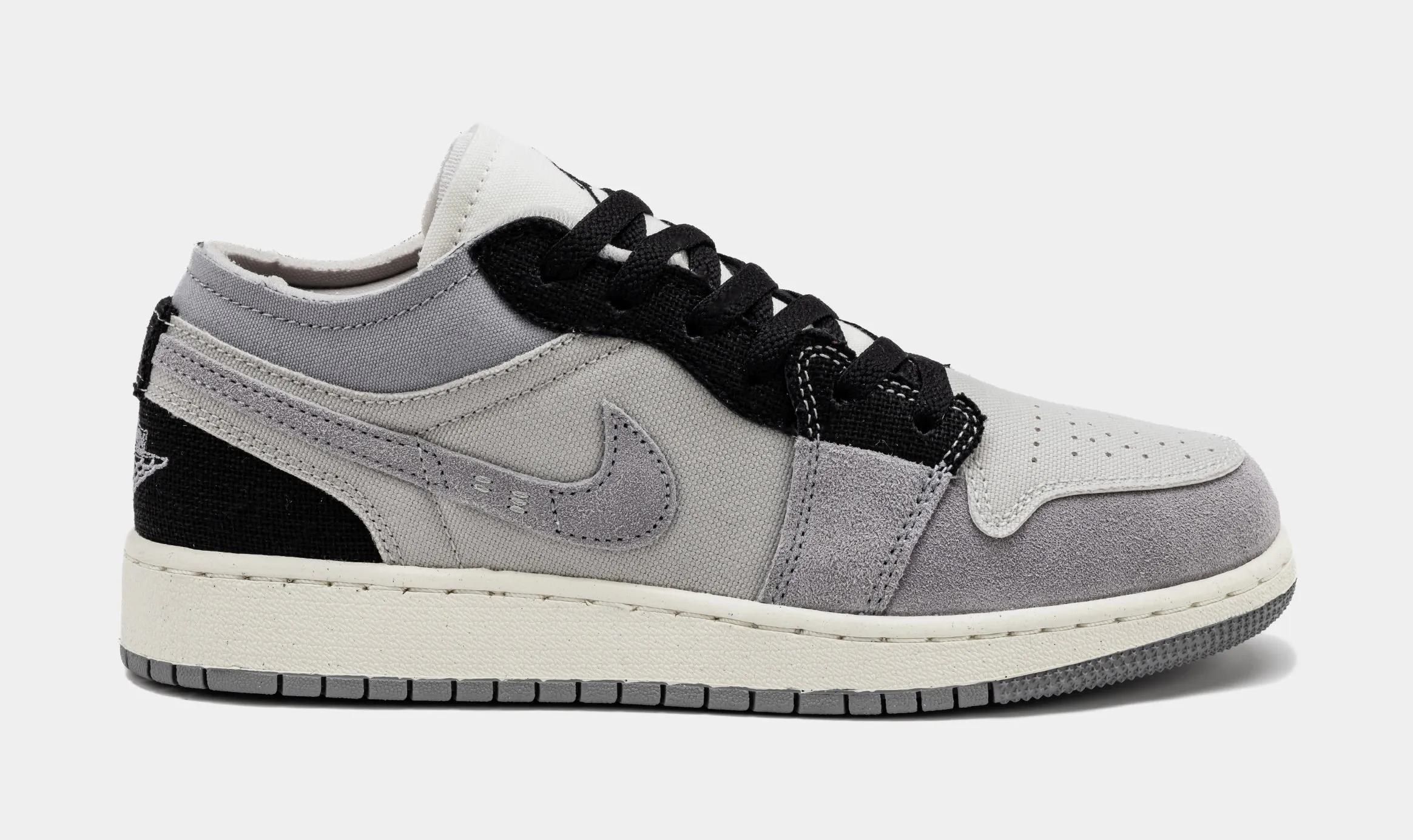 Air Jordan 1 Retro Low Craft Cement Grey Grade School Lifestyle Shoes (Tech Grey/Black)