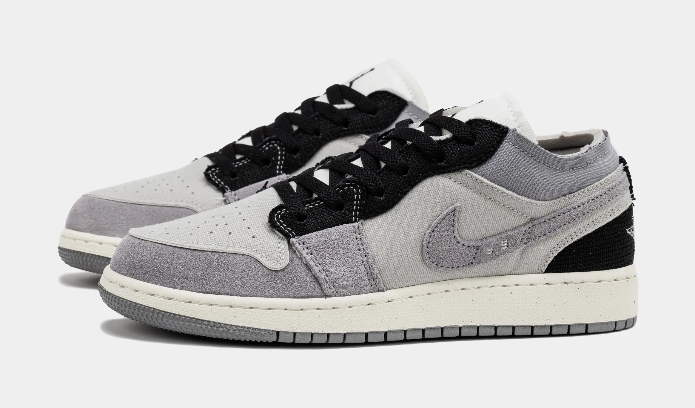 Air Jordan 1 Retro Low Craft Cement Grey Grade School Lifestyle Shoes (Tech Grey/Black)