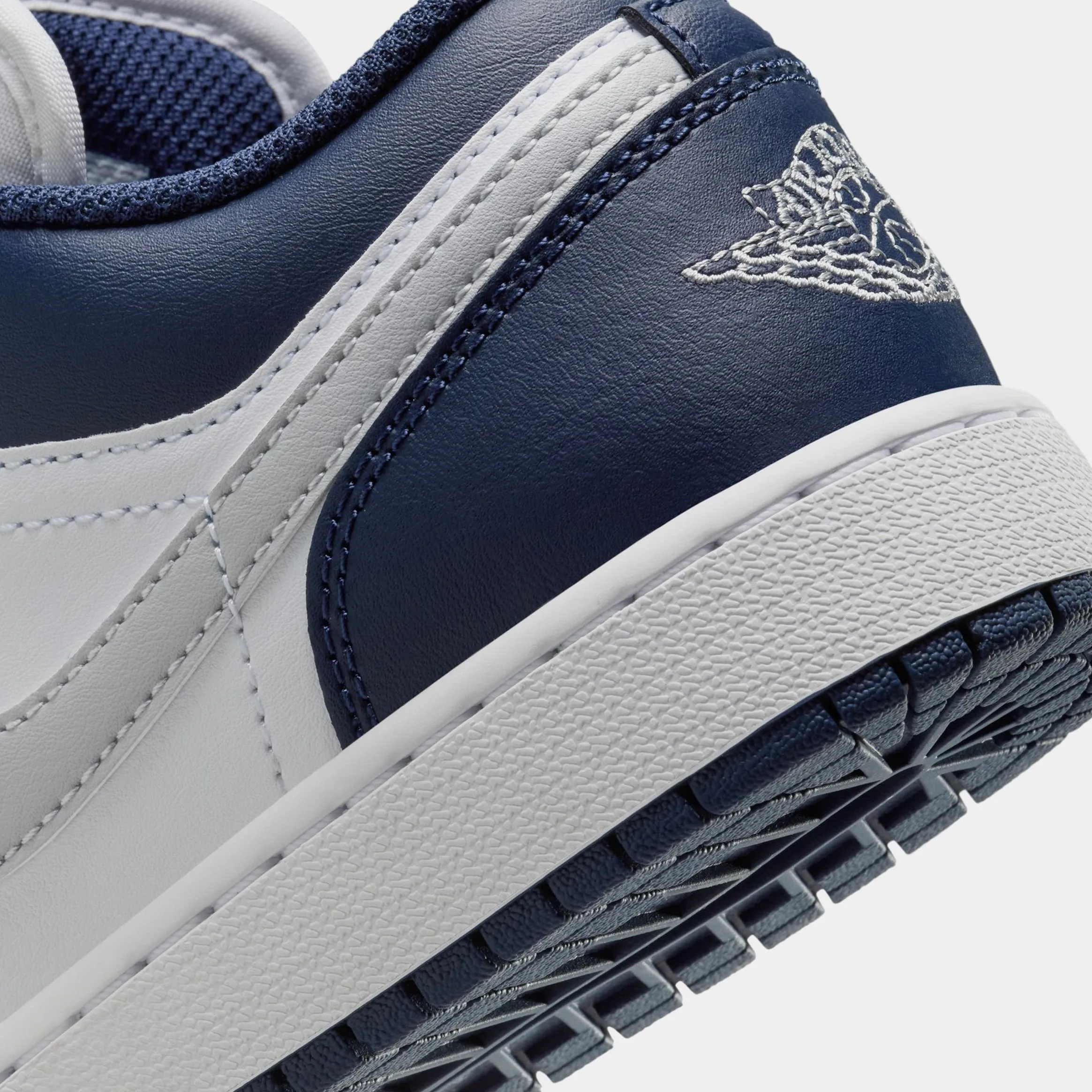 Air Jordan 1 Retro Low Grade School Lifestyle Shoes (White/Midnight Navy/Wolf Grey)