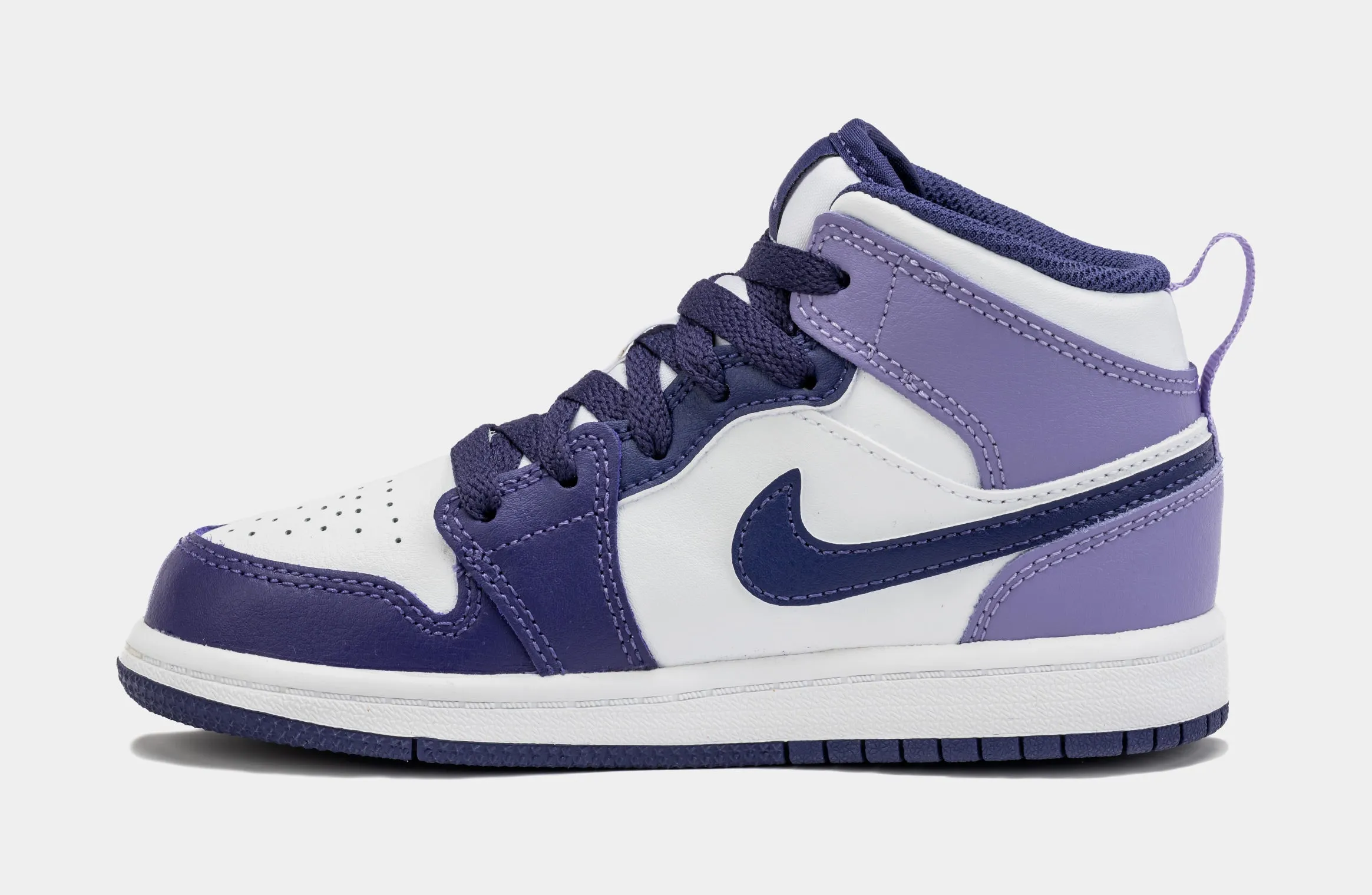 Air Jordan 1 Retro Mid Blueberry Preschool Lifestyle Shoes (Purple)