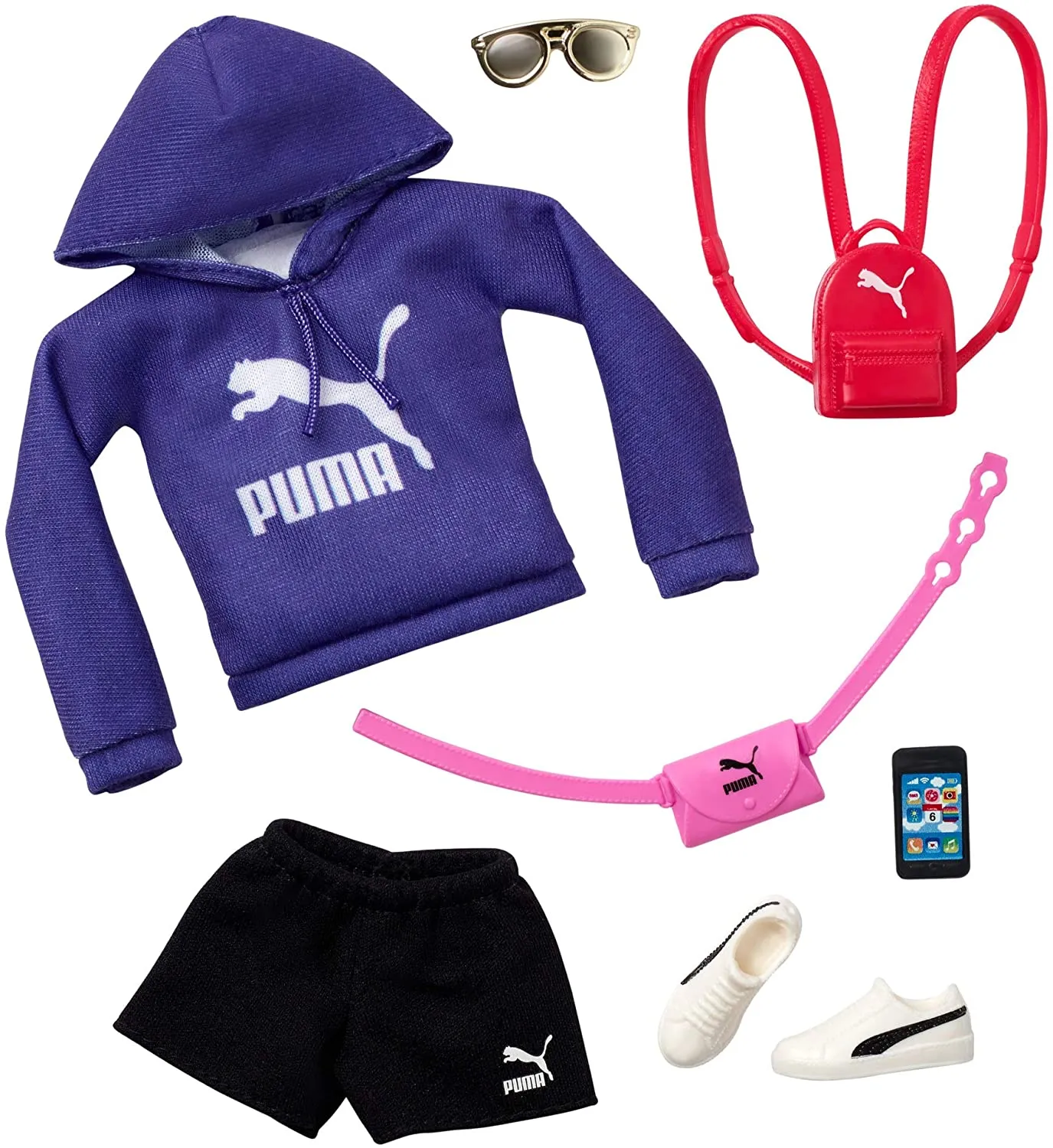 Barbie Clothes PUMA Fashion Pack with Purple Hoodie and 6 Accessories