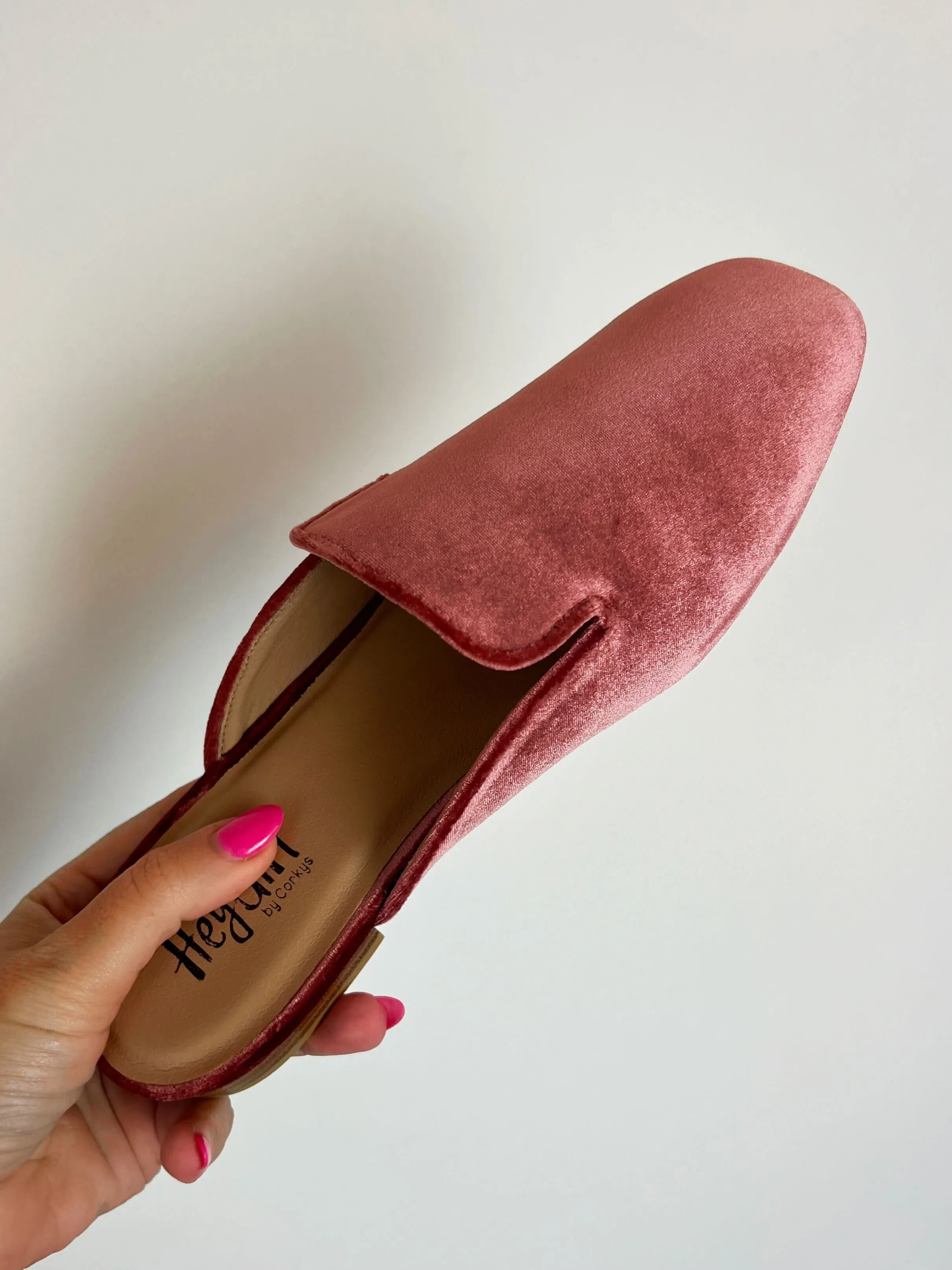 Blush Velvet Spotlight Mules by Corkys