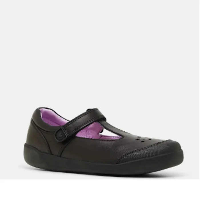 Clarks Birdie Leather T Bar  School Shoes