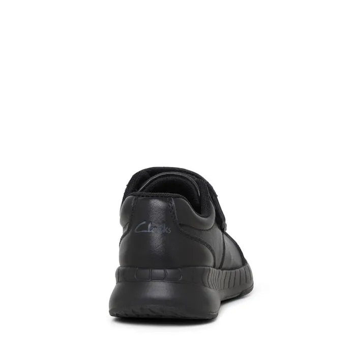 Clarks Hurry Black Leather School Shoe