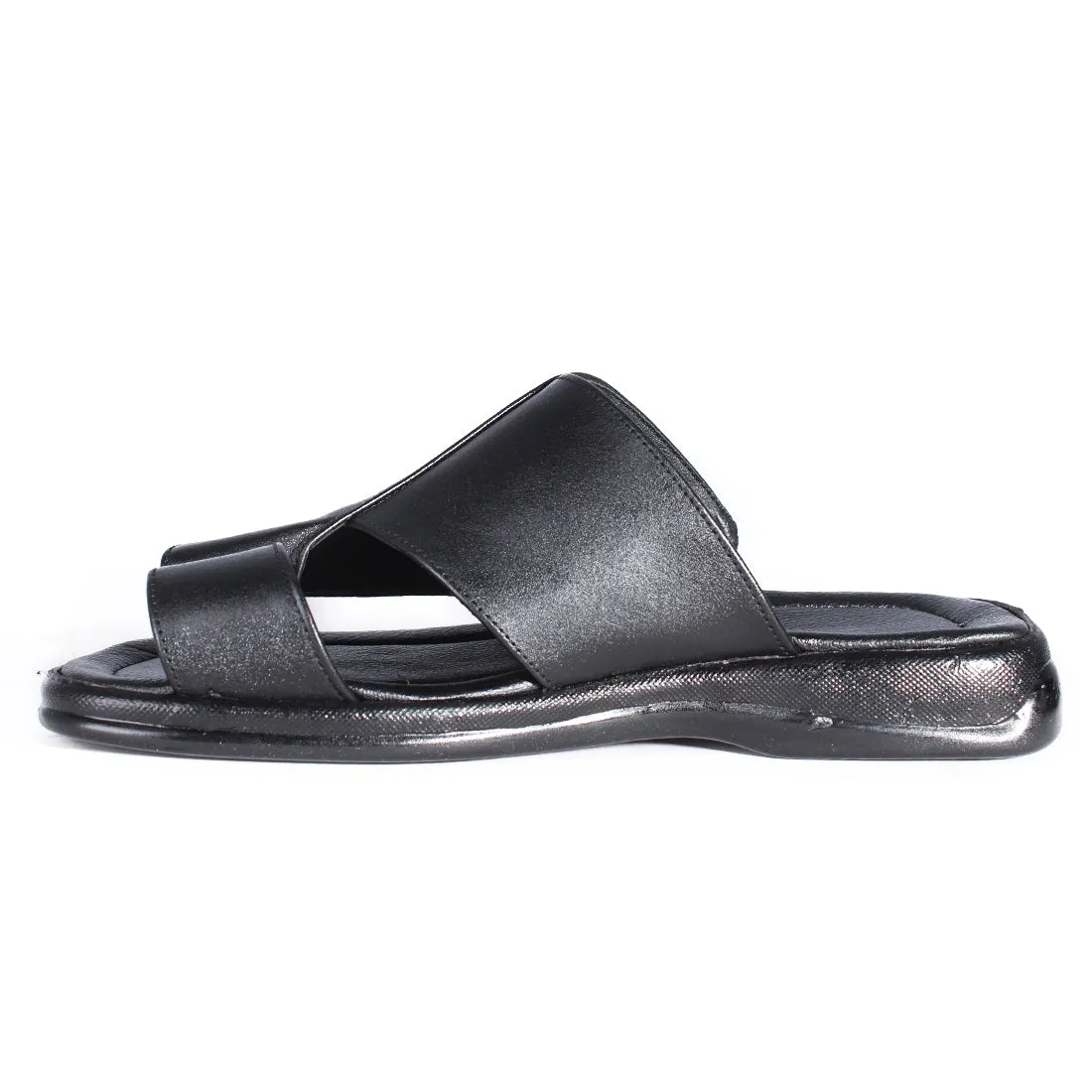 Comfort men Slides/ 100% genuine leather/ handmade/ black -6867