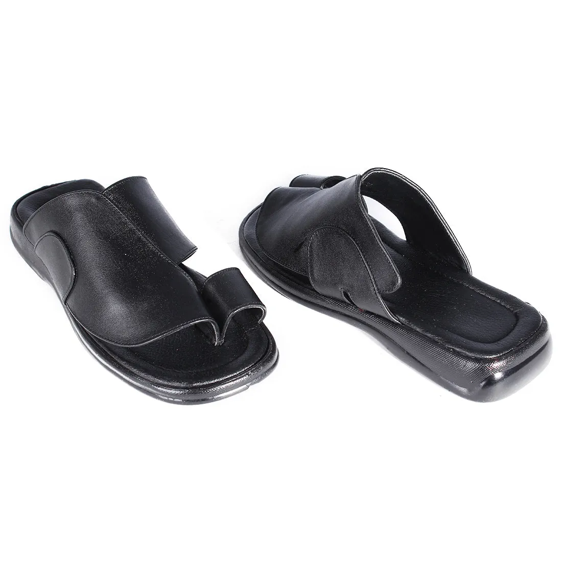 Comfort men Slides/ 100% genuine leather/ handmade/ black -6867