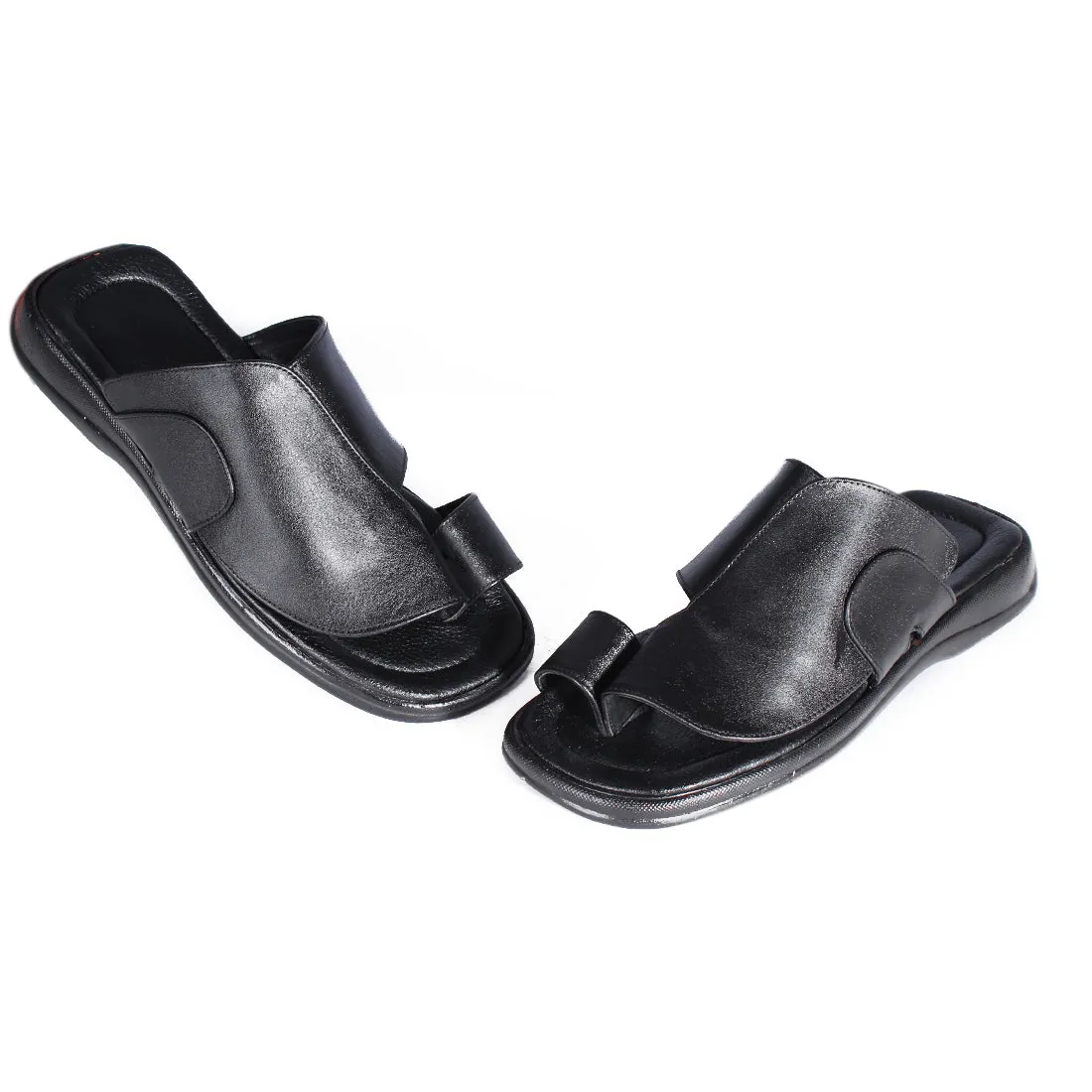 Comfort men Slides/ 100% genuine leather/ handmade/ black -6867