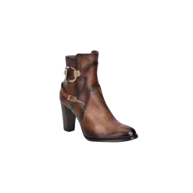 Cuadra Women's Genuine Deer Leather Brown Bootie