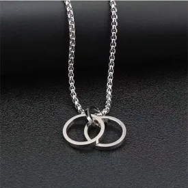 Fashionable Double Circle Male Dormitory Titanium Steel Necklace