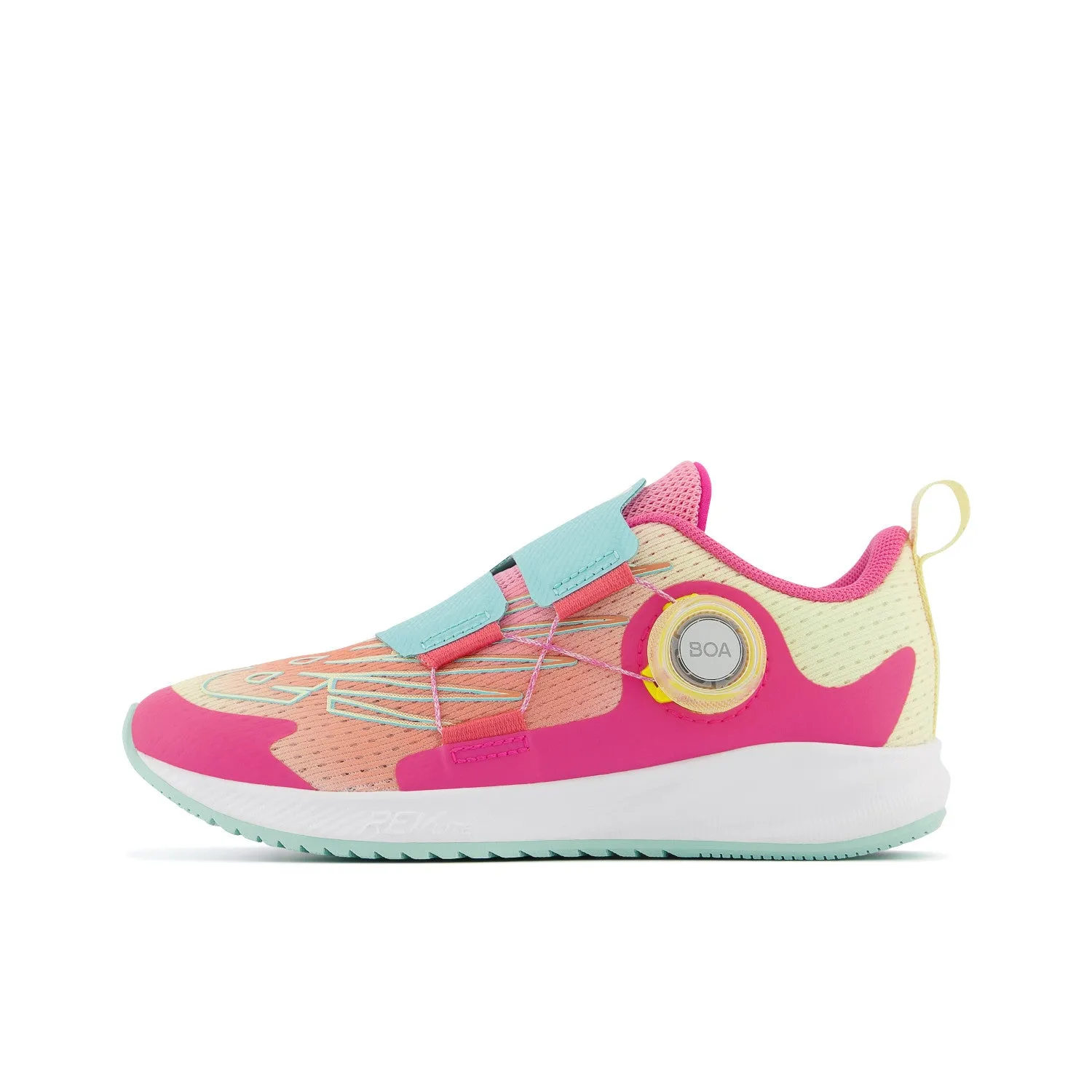 Little Kid's New Balance FuelCore Reveal v3 BOA Color: Hi-Pink with Surf and Peach Glaze (MEDIUM/WIDE WIDTH)