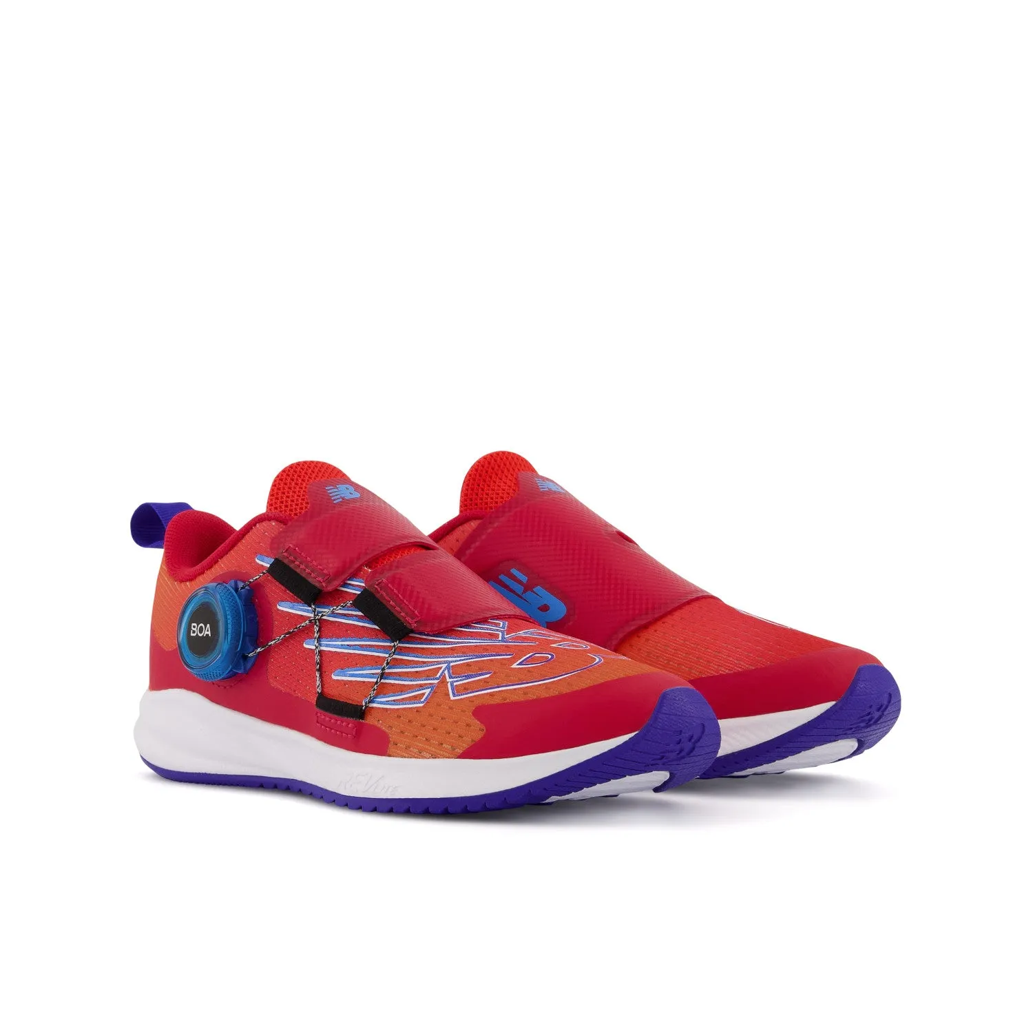 Little Kid's New Balance FuelCore Reveal v3 BOA Color: Neo Flame with Team Red and Infinity Blue