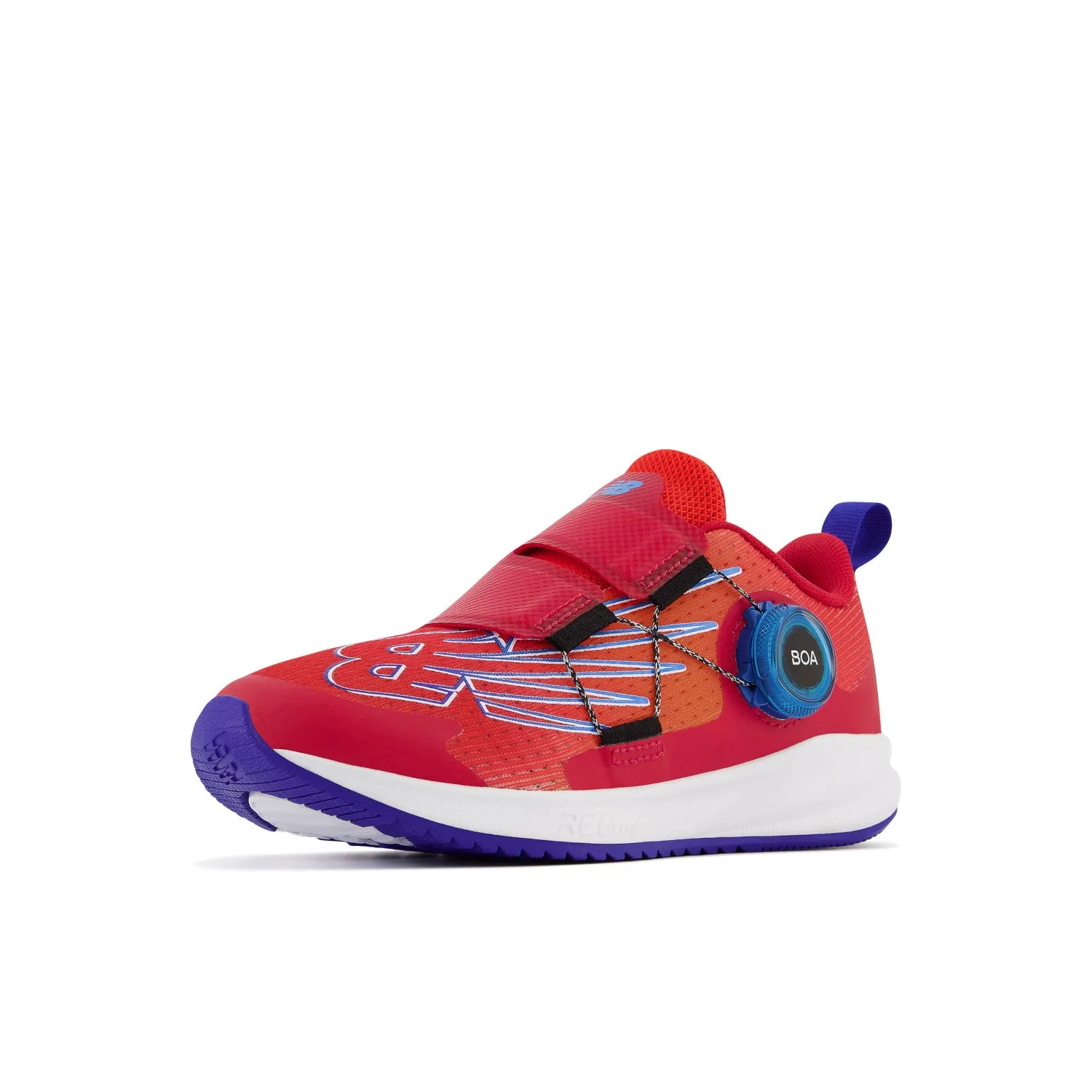 Little Kid's New Balance FuelCore Reveal v3 BOA Color: Neo Flame with Team Red and Infinity Blue