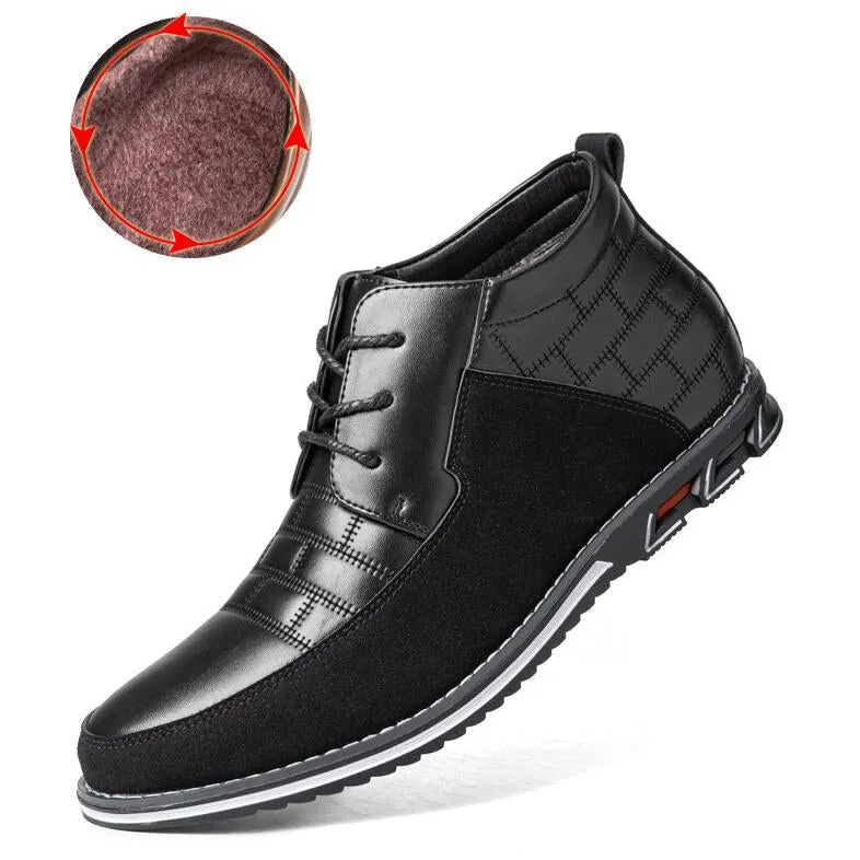 Men's Round Toe Lace Up Business Casual Leather Ankle Boots (Narrow shoe width, larger size recommended.)