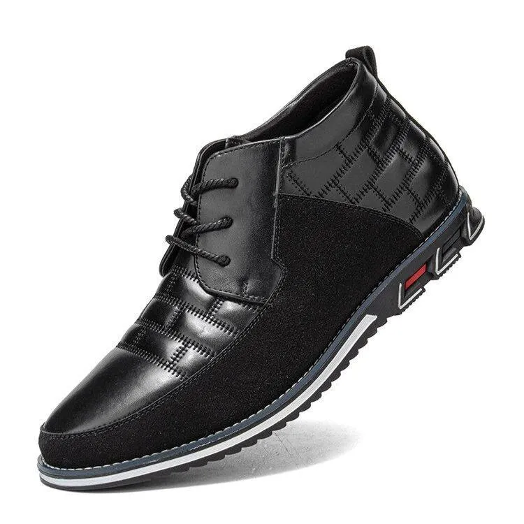 Men's Round Toe Lace Up Business Casual Leather Ankle Boots (Narrow shoe width, larger size recommended.)