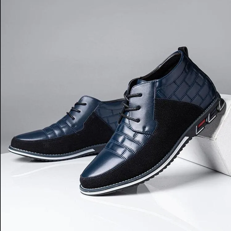 Men's Round Toe Lace Up Business Casual Leather Ankle Boots (Narrow shoe width, larger size recommended.)