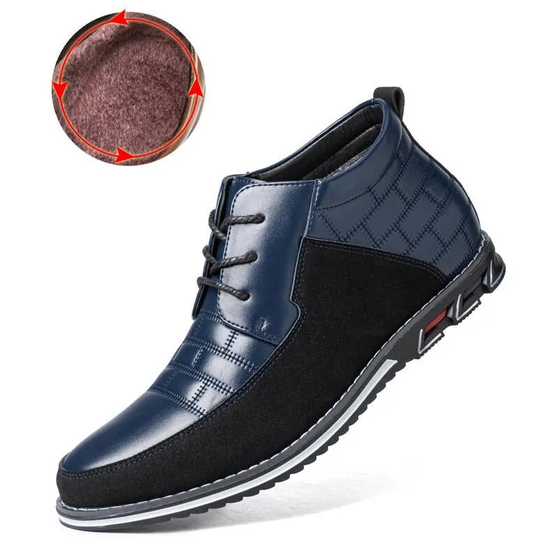 Men's Round Toe Lace Up Business Casual Leather Ankle Boots (Narrow shoe width, larger size recommended.)