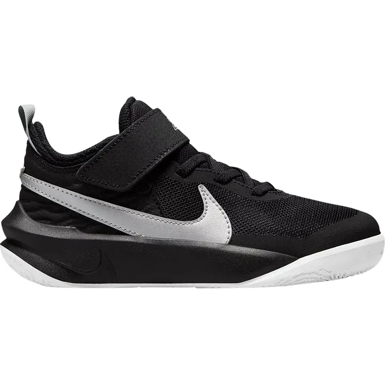 Nike Kid's Team Hustle D 10 Shoes - Black / Metallic Silver / Volt / White