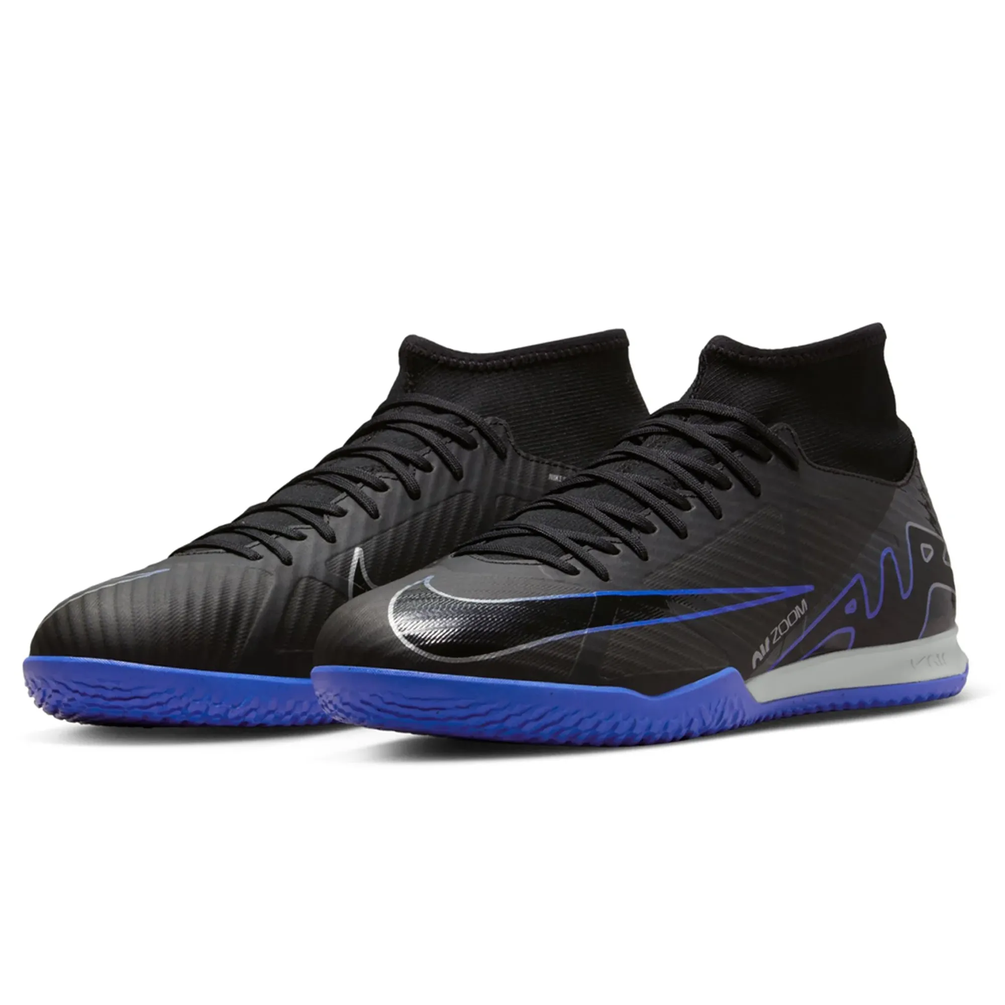 Nike Zoom Superfly 9 Academy Indoor Soccer Shoes (Black/Chrome-Hyper Royal)