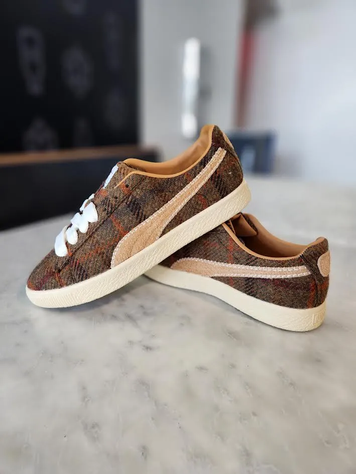 PUMA CLYDE HARRIS TWEED CHAMOMILE CARAMEL LATTE