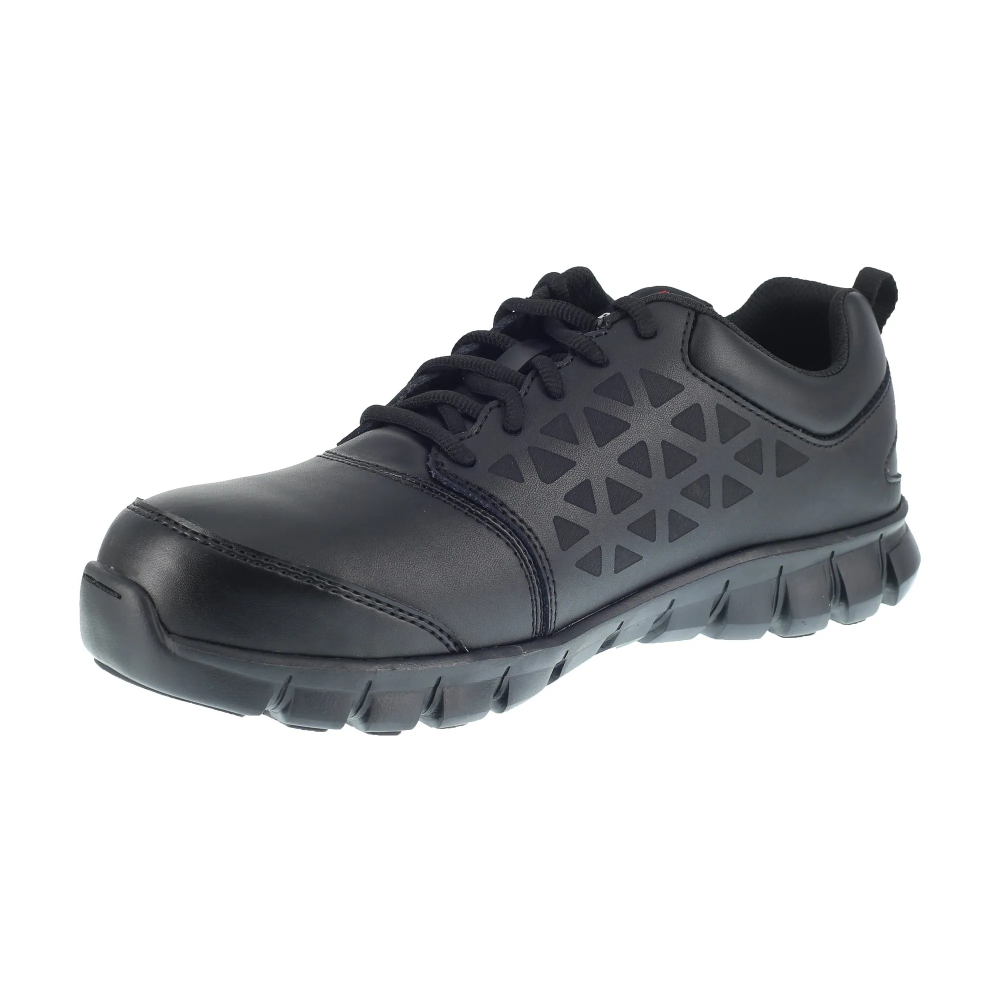 Reebok Womens Black Leather Work Shoes Sublite Oxford