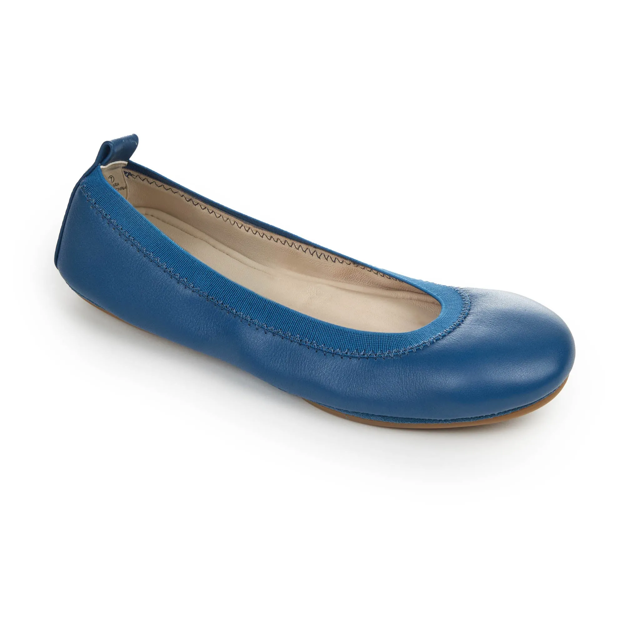 Samara Foldable Ballet Flat in Teal Leather