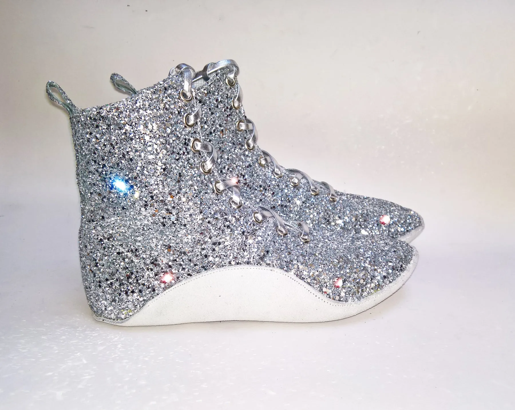 Silver Glitter Tightrope Boots