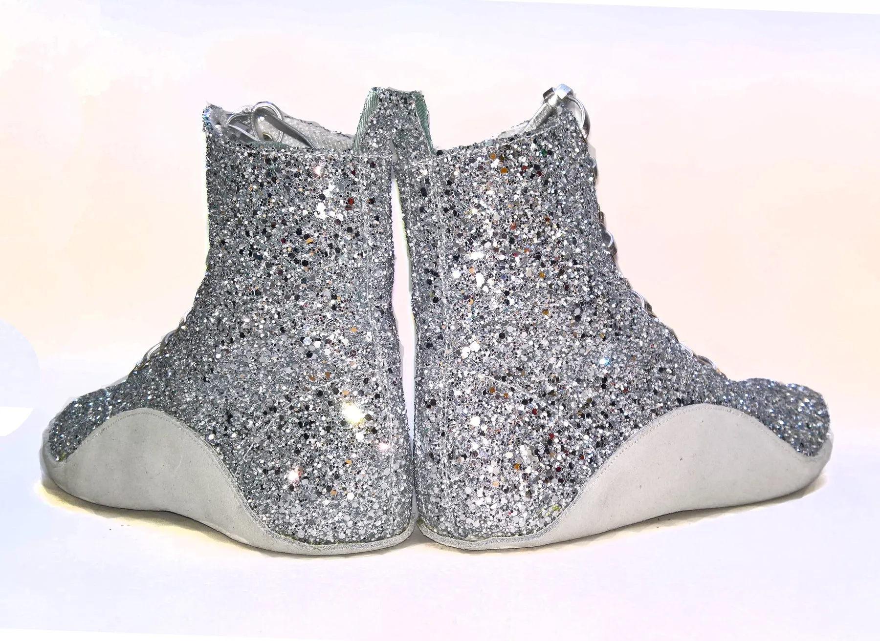 Silver Glitter Tightrope Boots