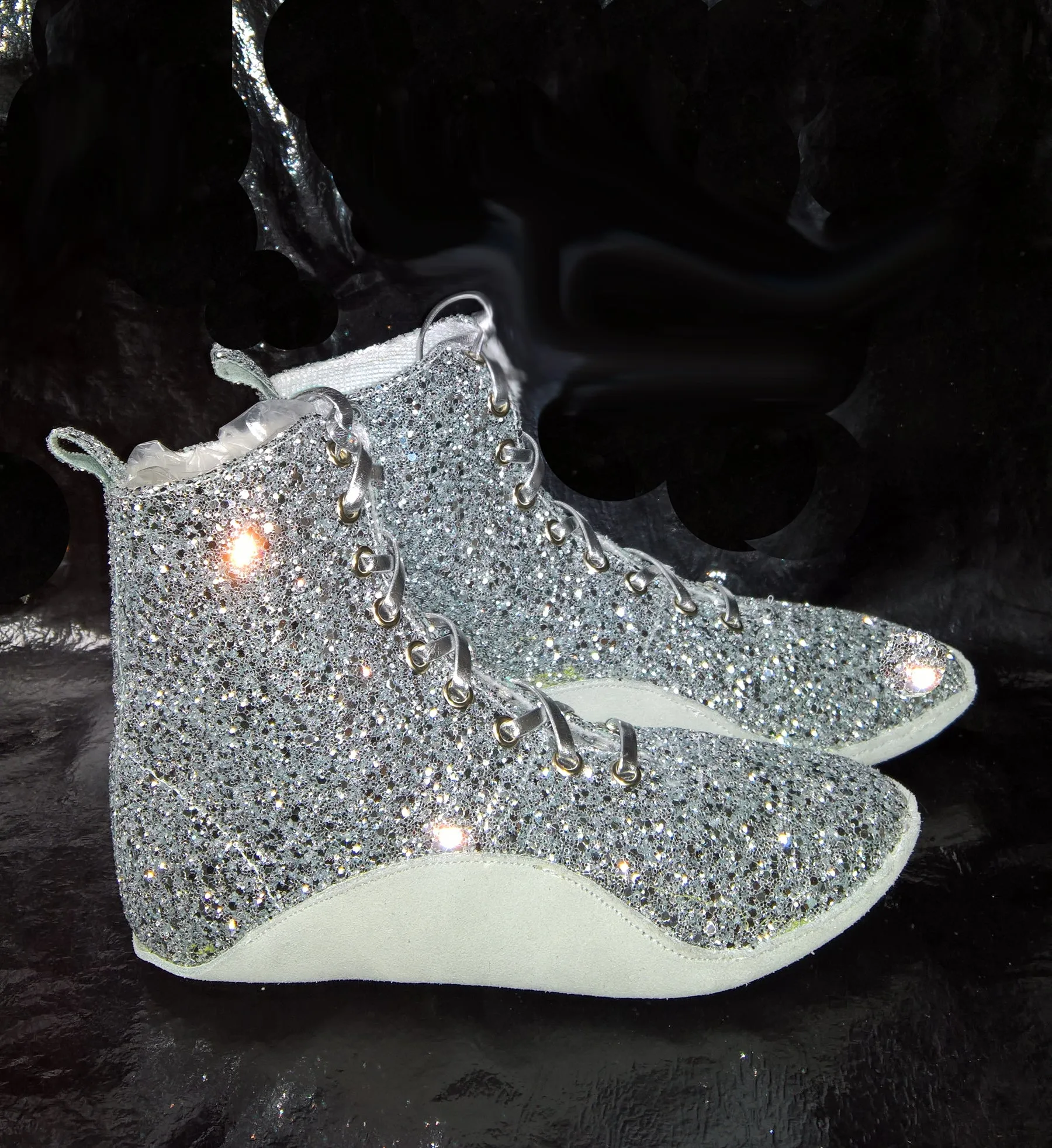 Silver Glitter Tightrope Boots