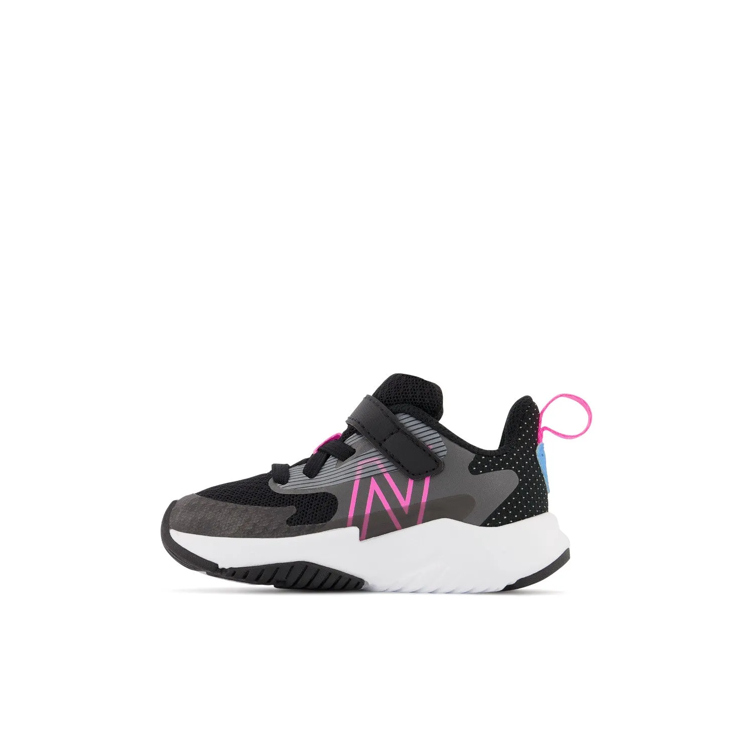 Toddler's New Balance Rave Run v2 Bungee Lace with Top Strap Color: Black with Vibrant Pink