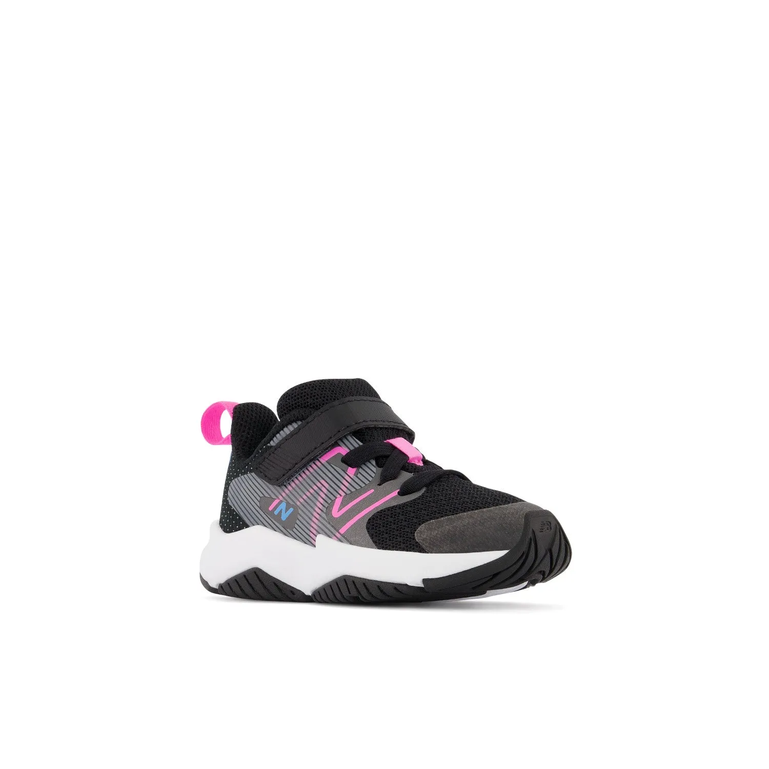 Toddler's New Balance Rave Run v2 Bungee Lace with Top Strap Color: Black with Vibrant Pink