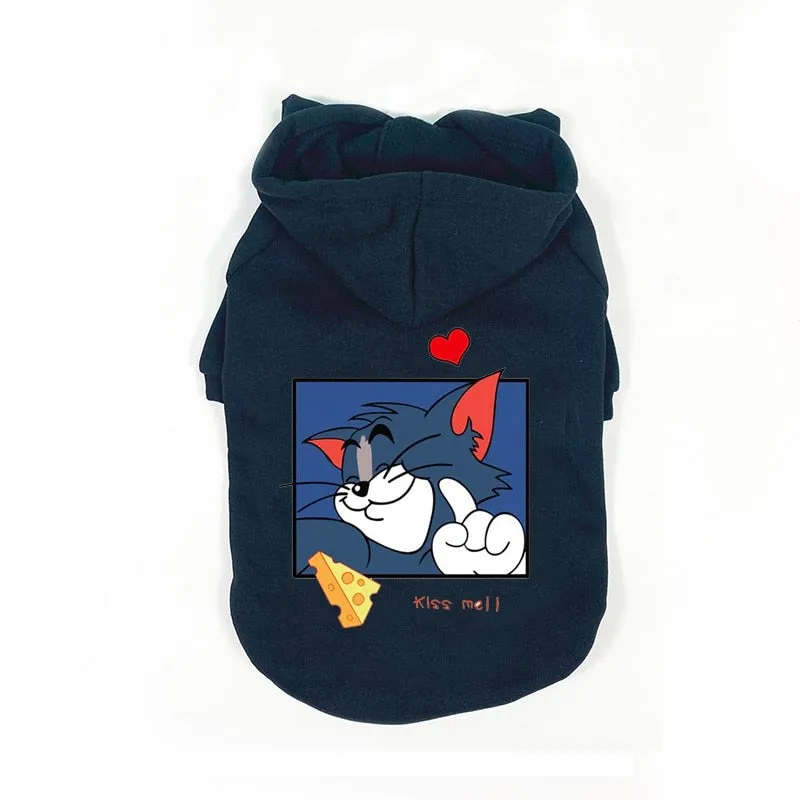 Winter Dogs Hoodie Warm Plus Fleece Pet Dogs Clothes French Bulldog