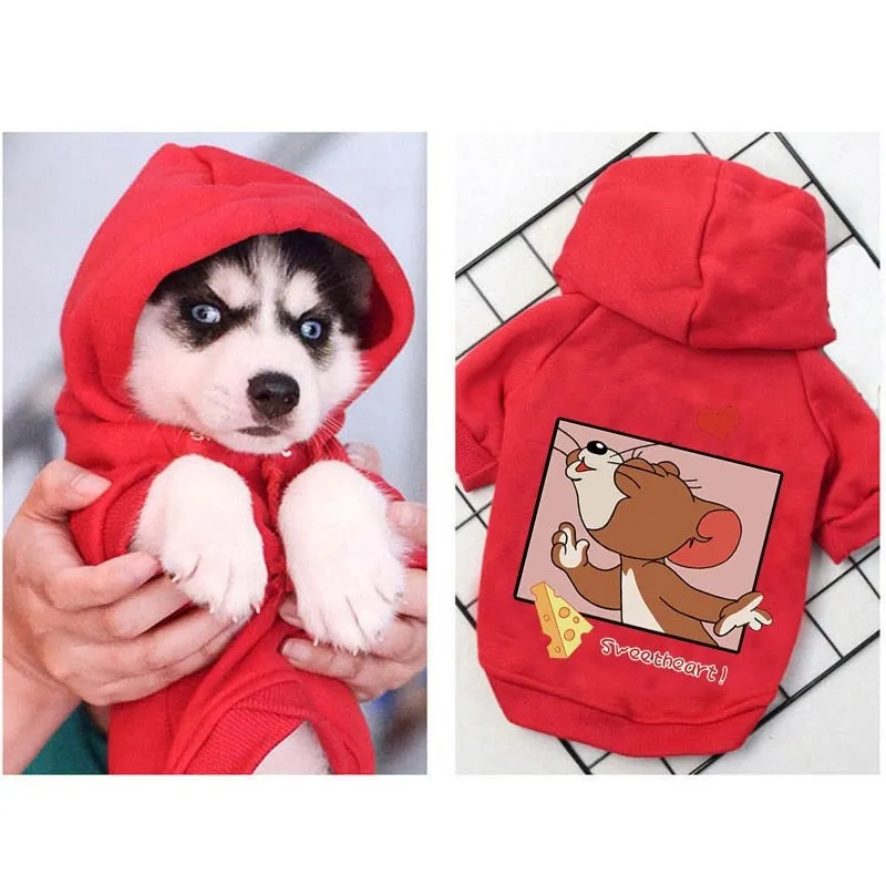 Winter Dogs Hoodie Warm Plus Fleece Pet Dogs Clothes French Bulldog