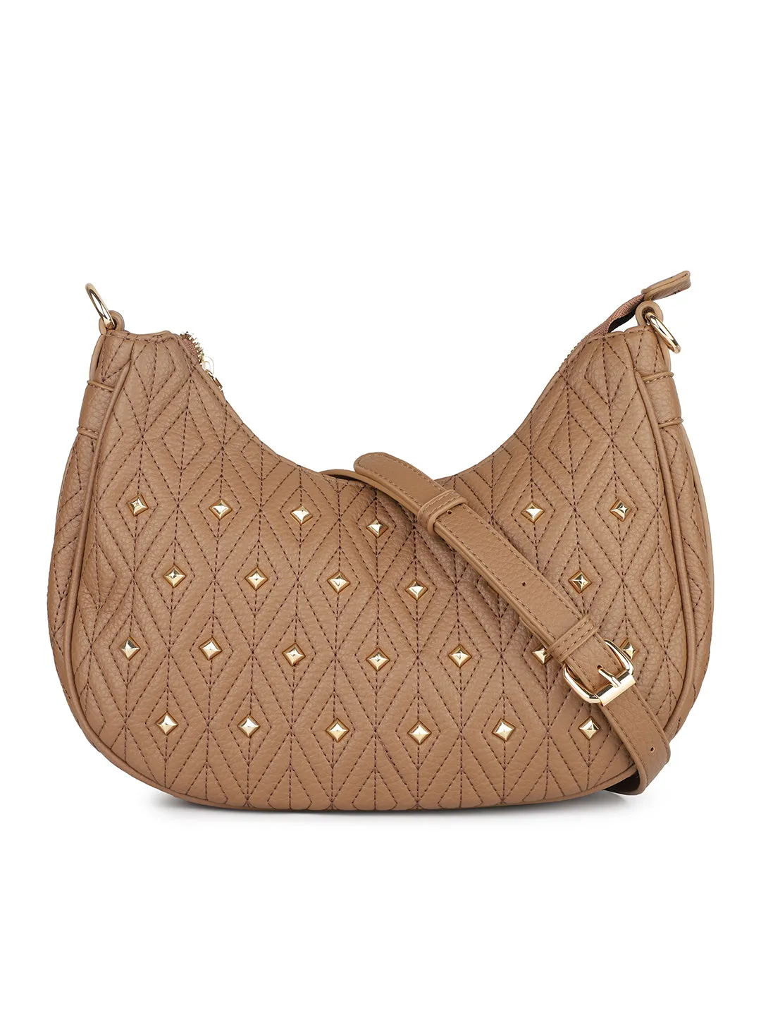 Women Brown Quilted Shoulder Bag