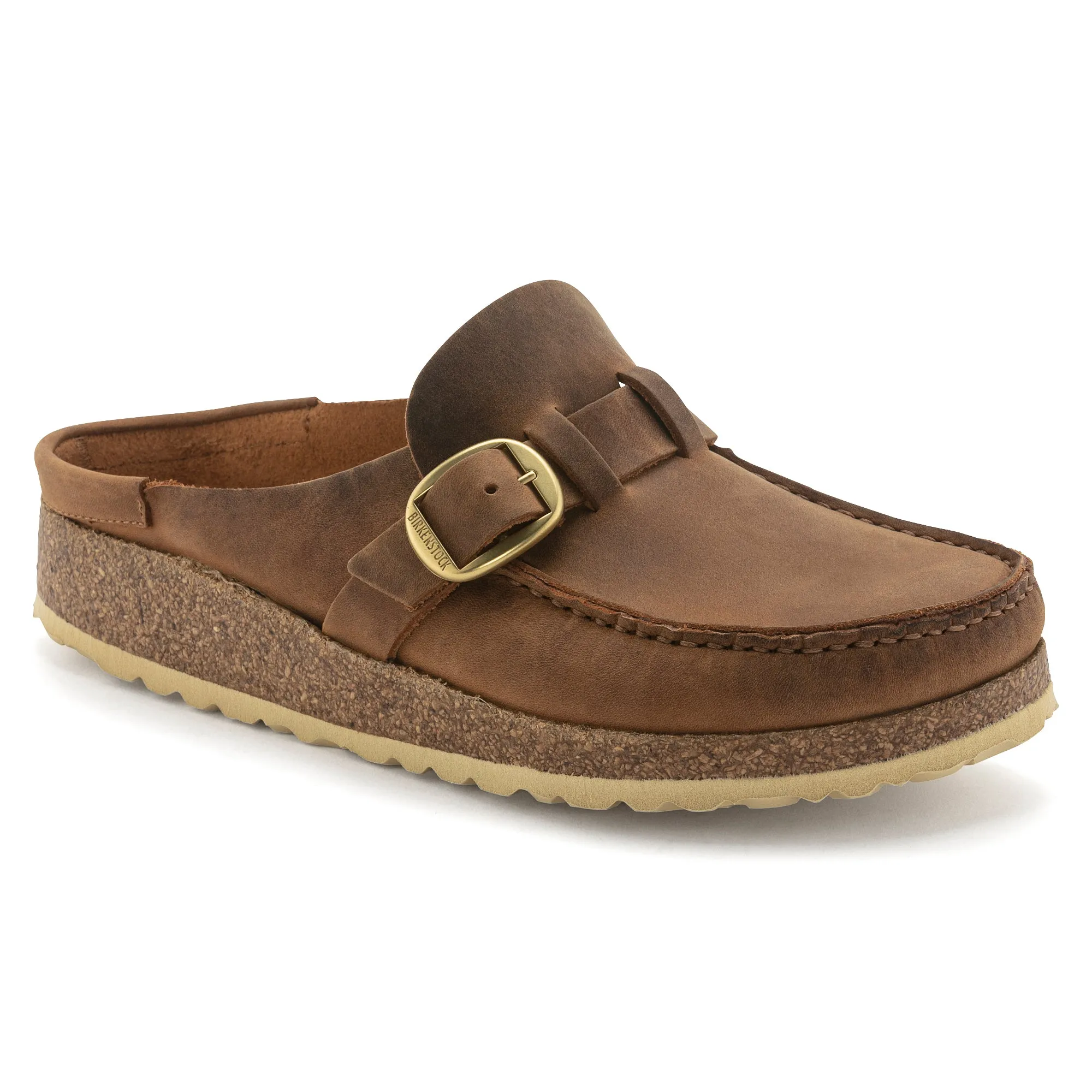 Women's Birkenstock Buckley Oiled Leather Color: Cognac